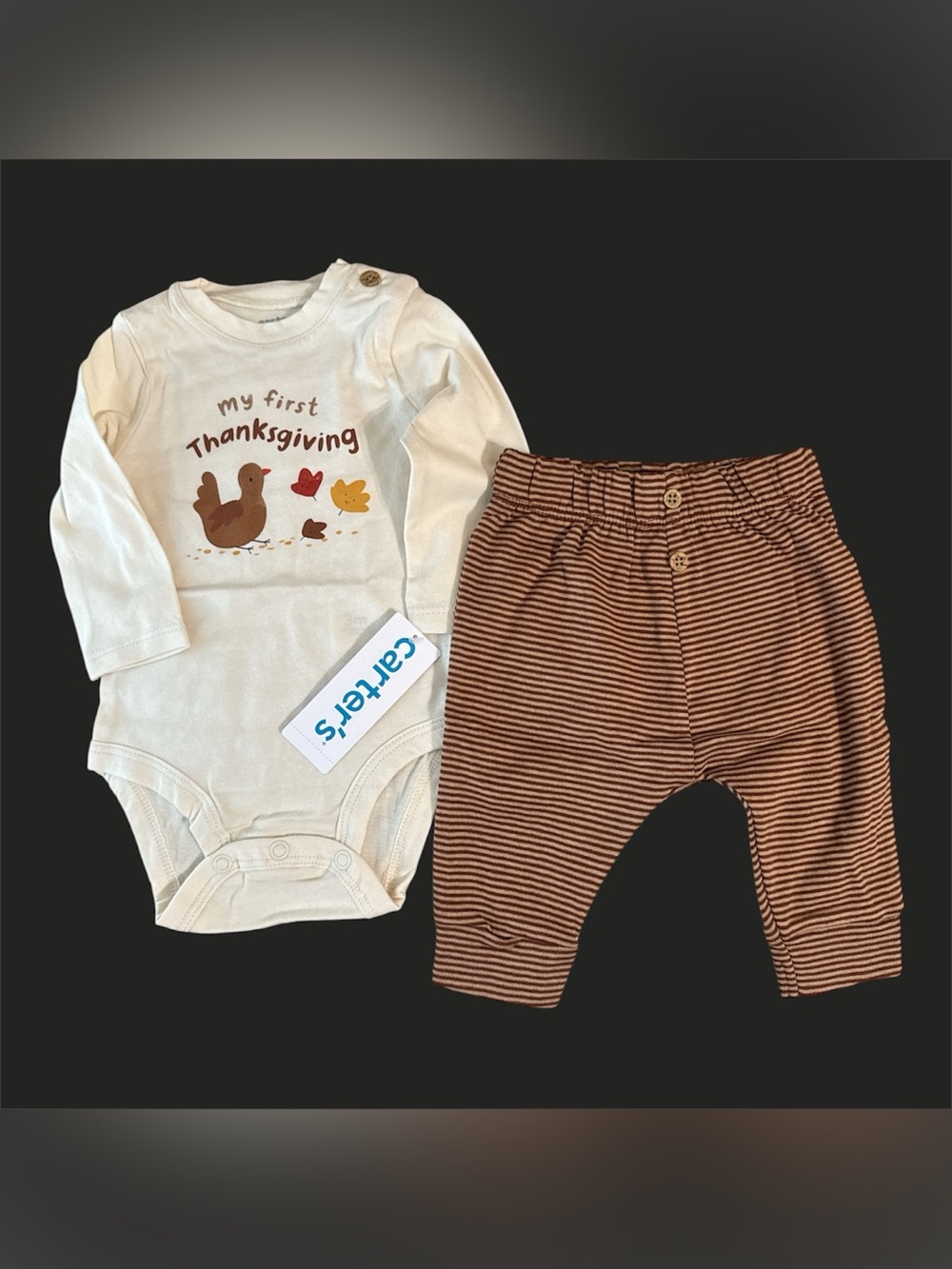 Carter’s Baby My First Thanksgiving Long-Sleeve Bodysuit & Pant Set 3M NWT